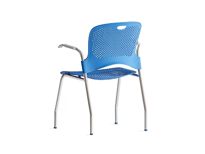 Blue Office Chair With Breathable Mesh Back Seat And Metal Frame Armrests 3d model
