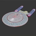 Detailed Cosmic Spaceship Model With Circular Main Body And Blue Engine Modules For Space Exploration