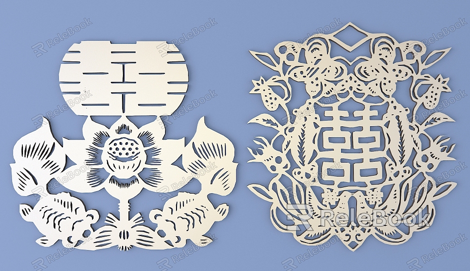 Chinese Happy Character Paper-cut Carved Hollow Carved model