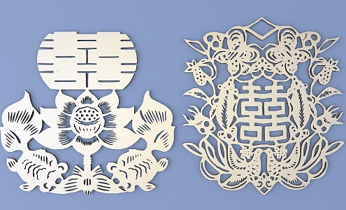 Chinese Happy Character Paper-cut Carved Hollow Carved 3d model