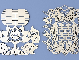 Chinese Happy Character Paper-cut Carved Hollow Carved 3d model