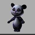 Cute 3D Rendered Cartoon Panda Character In Standing Pose With Gray White Color