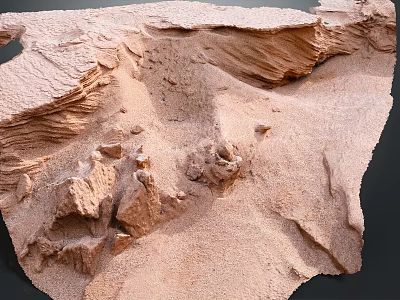 Natural Sandy Terrain With Weathered Wavy Rock Formations And Eroded Surface Features 3d model