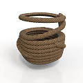 Handmade Brown Spiral Shaped Decorative Storage Basket Crafted From Thick Jute Rope