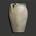 Hand Carved Ceramic Sculpture With Two Handles Green Rim And Terracotta Textured Surface