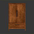 Traditional Brown Wooden Cabinet With Two Doors Single Drawer Black Handles And Four Legs