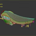 Boat Shaped Architectural Structure With Curved Woven Roof Supporting Wheels And Small Ladder