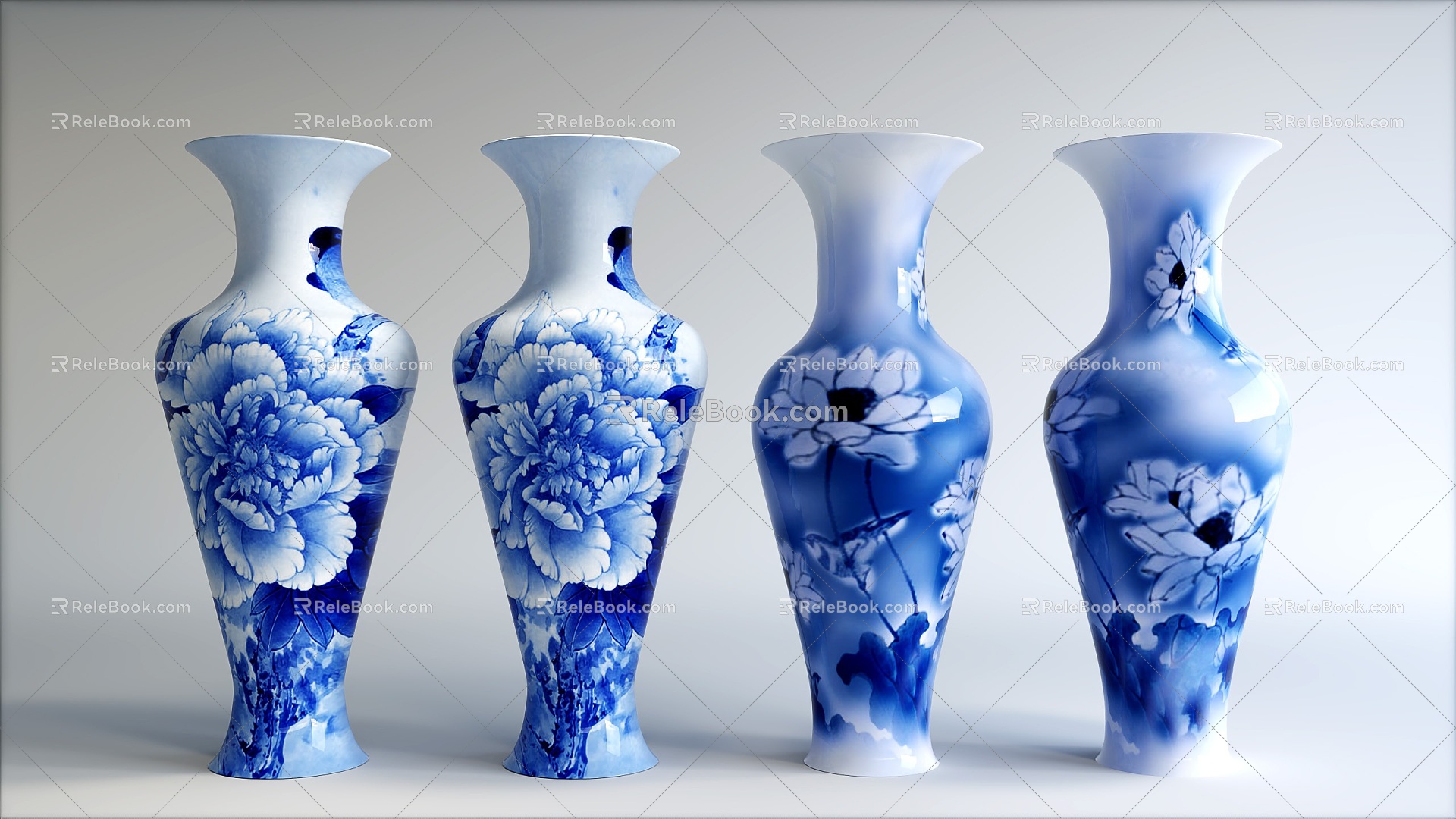 New Chinese-style large vase ornaments 3d model