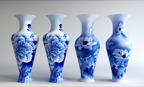 New Chinese-style large vase ornaments 3d model