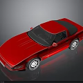 Red Sports Car Convertible With Black Top Shiny Body And Reflection On Ground
