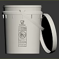White Plastic Storage Bucket With Secure Lid Handle And Instruction Label 3d model