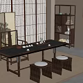Antique tea table antique shelf partition 3d model