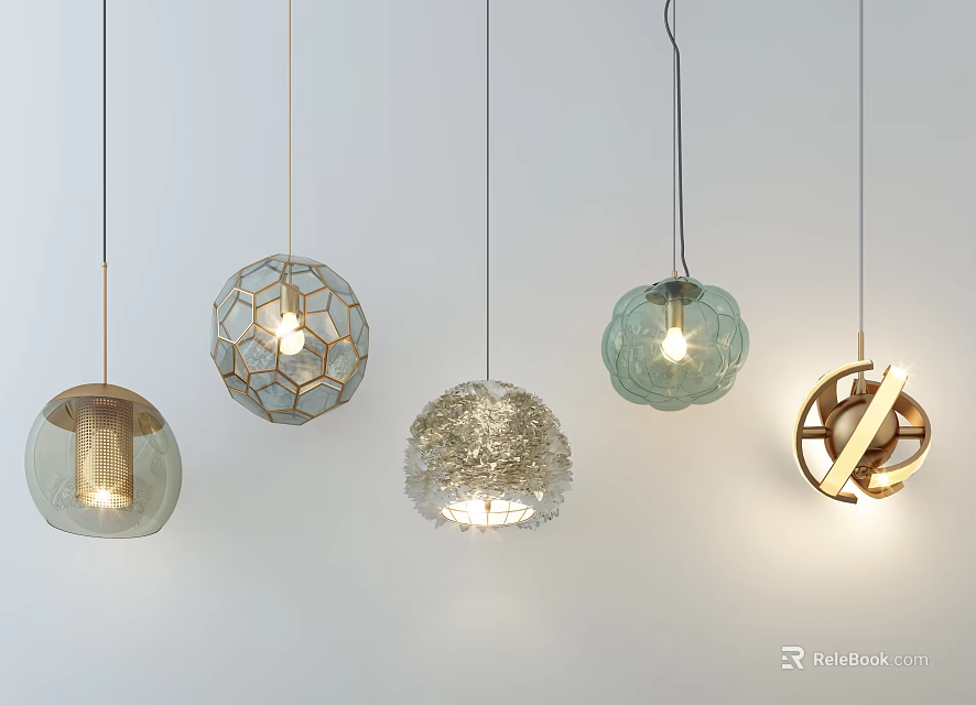 Unique Modern Hanging Pendant Lights With Creative Glass Designs For Home Decor 3d model 
