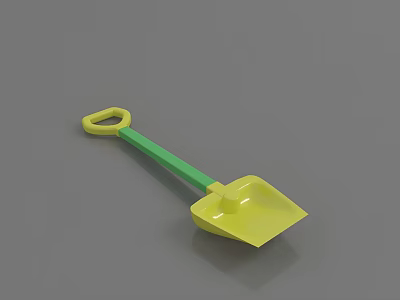 Yellow Plastic Toy Shovel With Green Handle For Children Outdoor Play 3d model