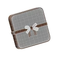 Delicious Food Gift Box Square White Surface With Brown Ribbon Bow On Blue Background