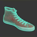 Red High Top Canvas Shoes With White Laces White Sole And Star Pattern 3d model
