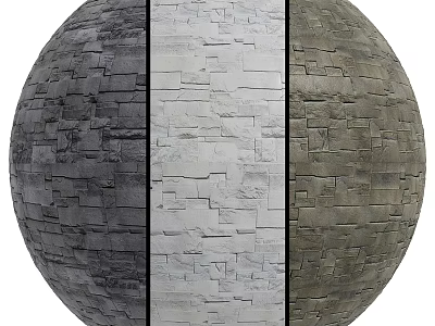 Stone Cladding Components With Dark Gray Light Gray And Brown Textures On Spherical Displays 3d model