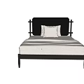 Modern Single Bed With Black Headboard White Sheets Pillows And Soft Blanket 3d model