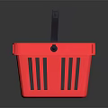 Durable Red Plastic Shopping Basket With Black Handle For Daily Shopping