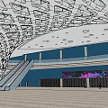 Modern Architectural Complex With Unique Roof Design And Surrounding Green Spaces Roads Water Areas