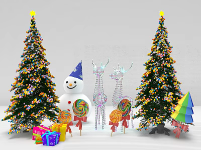 Christmas Tree Christmas Element Ornaments Snowman 3d model