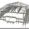 Sturdy Furniture Frame Structure With Metal Supports And MultiLevel Platforms