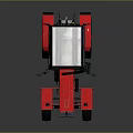 Red Agricultural Tractor Featuring Black Tires Red Rims And Transparent Cab