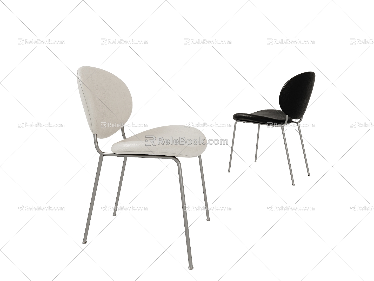 Modern Single Chair Leather Chair Dining Chair 3d model