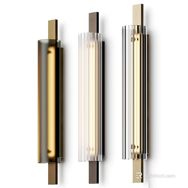 Modern Sleek Wall Lamps With Cylindrical Metal Frames And Transparent Glass Shades For Home Lighting 3d model 
