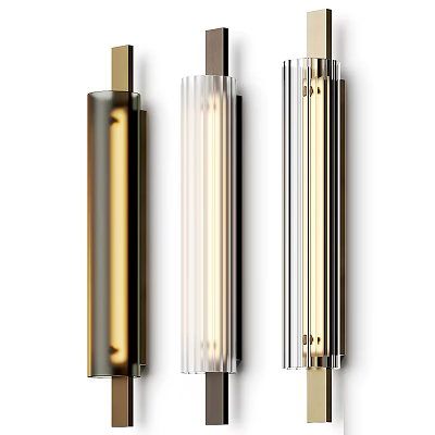Modern Sleek Wall Lamps With Cylindrical Metal Frames And Transparent Glass Shades For Home Lighting 3d model