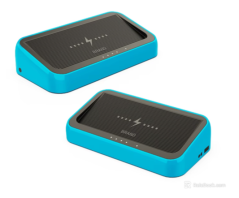 Portable Blue Power Banks With Fast Charging Ports And LED Indicators 3d model 