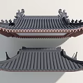 Ancient Chinese Architecture Traditional Roof With Curved Eaves And Tile Ornaments