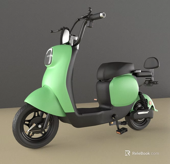Modern Green Electric Bicycle With Black Seat And Stylish Design Wheels 3d model 