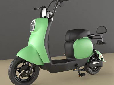 Modern Green Electric Bicycle With Black Seat And Stylish Design Wheels 3d model
