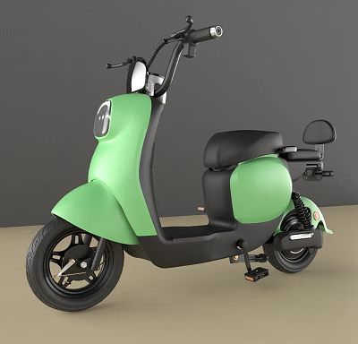 Modern Green Electric Bicycle With Black Seat And Stylish Design Wheels 3d model