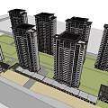 Modern High Rise Residential Buildings With Multiple Towers And Ground Floor Structure