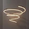 Modern Spiral Chandelier With Illuminated Curved Strips For Contemporary Interior Design