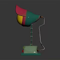 Red Green Table Lamp With Foldable Stand And Round Shade Design