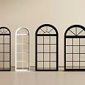 Various Arched Window Designs In Black And White Frames For Interior Decor
