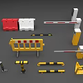 Public Traffic Control Facilities With Red White Yellow Barriers Boom Gates Guardrails And Bollards