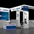 Liyuan Hydraulic Exhibition Booth With Modern White Blue Design Display Screen And Product Shelves