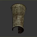 Rusty Metal Can With Striped Texture And Conical Shape On Dark Background