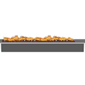 Modern Linear Fireplace Interior With Realistic Flames And Black Base Design