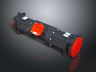 Industrial Gear Motor With Black Body Red Components And Bolted Metal Construction 3d model