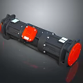 Industrial Gear Motor With Black Body Red Components And Bolted Metal Construction