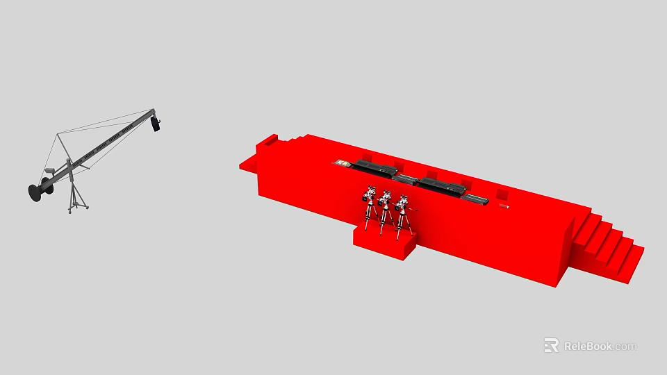 Red Industrial Mechanical Device With Metal Support Structure And Components 3d model
