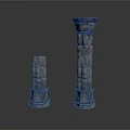 Ancient Weathered Stone Pillars With Tall Short Sizes Textured Surfaces And Damaged Bases