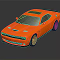 Orange Muscle Sports Car With Sleek Aerodynamic Body Glossy Finish And Black Wheels