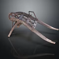 Rustic Antique Wooden Plow Farming Tool With Curved Frame And Long Handles