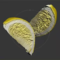 Two Fresh Juicy Lemon Slices on Black Background With Shiny Reflection